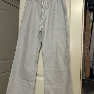 Brandy Melville White and Gray Striped Pants